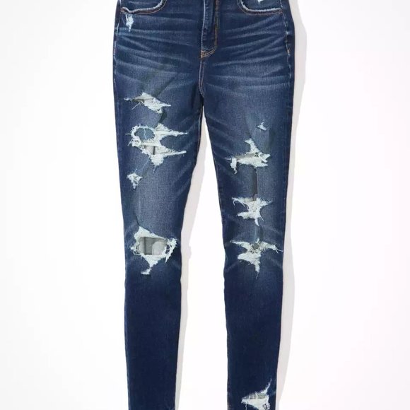 AE Dream Curvy High-Waisted Jegging Destroyed Dark - Picture 3 of 5